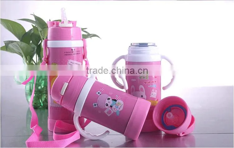 cartoon double handle vacuum cup with three volume