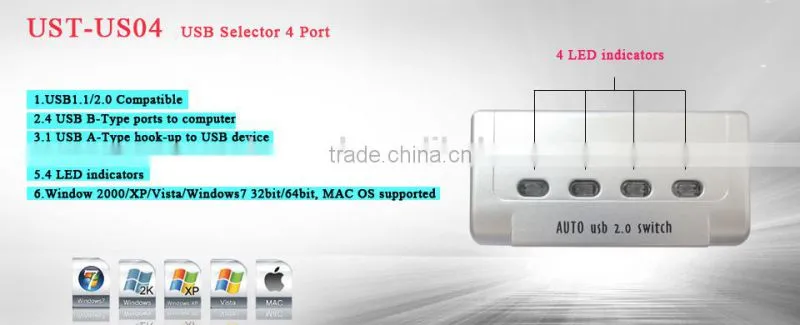 USB selector with 4 ports