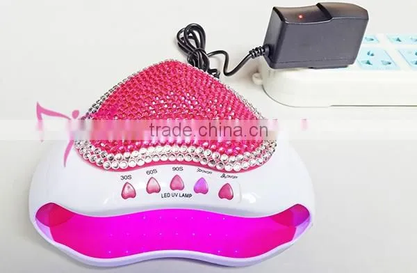 2015 9W heart shape with rhinestone professional convenient nail art LED lamp