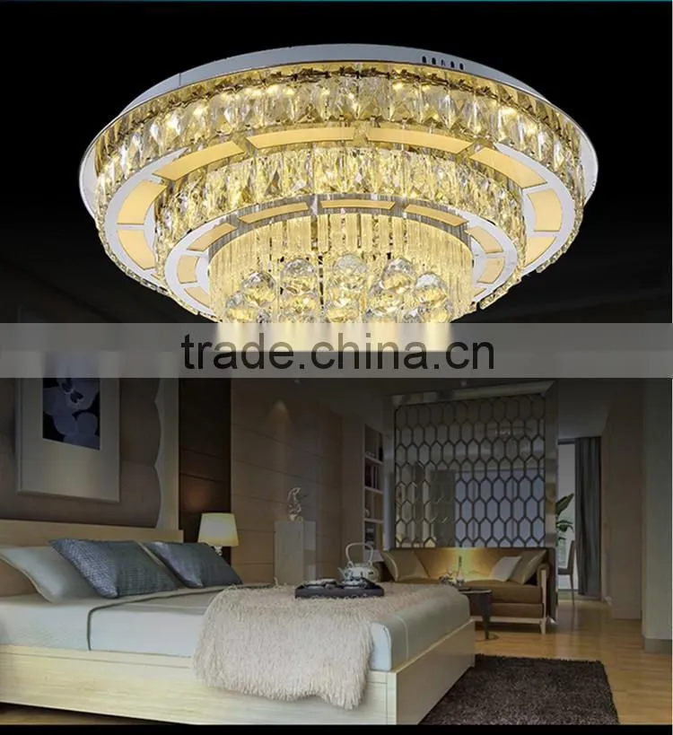 Contemporary Decorative K9 Crystal Ceiling Light Round 220V Modern Stainless Steel Chandelier