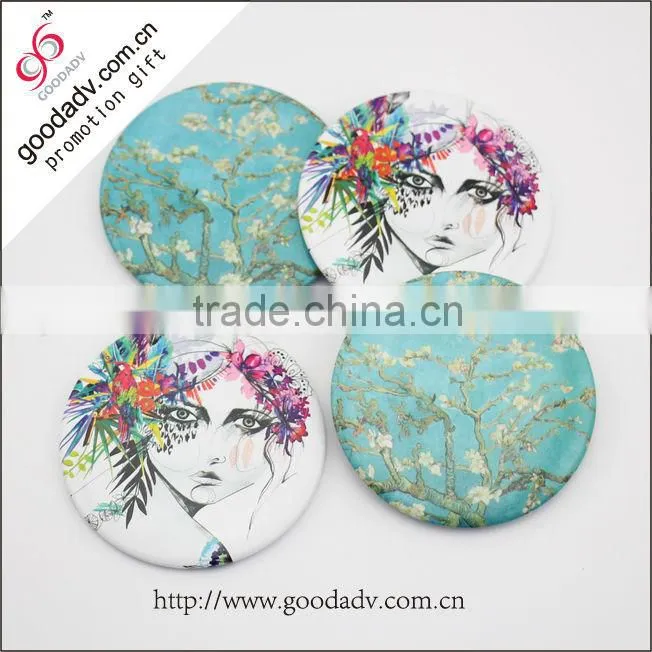 Advertising oem logo printed beautiful compact tin mirrors