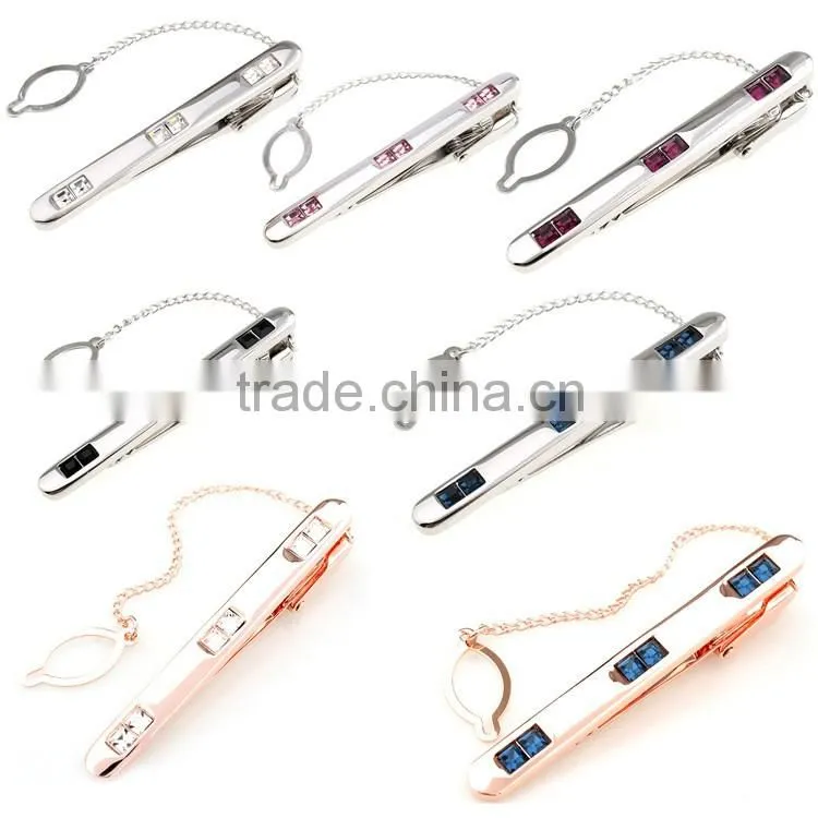 simple rhinestone metal mens tie set aceessories