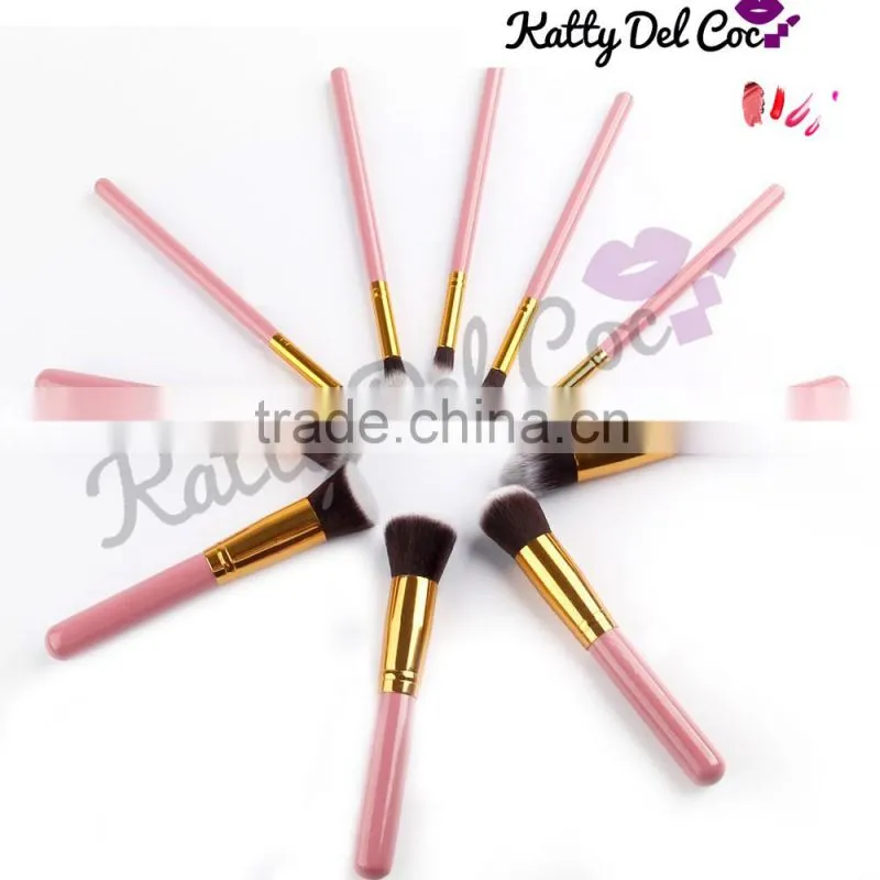 Best quality Pink 24pcs natural hair Pony professional makeup brush set with PU bag