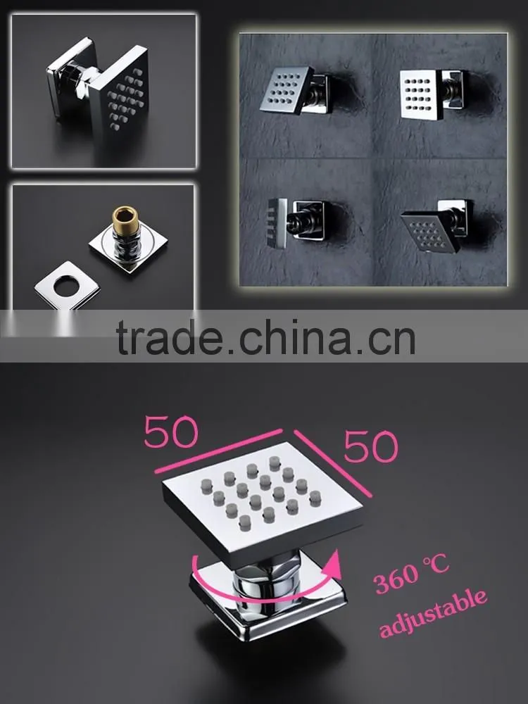 chrome finish led shower faucet embed ceiling square shower set stainless steel shower head with led hydro power lights
