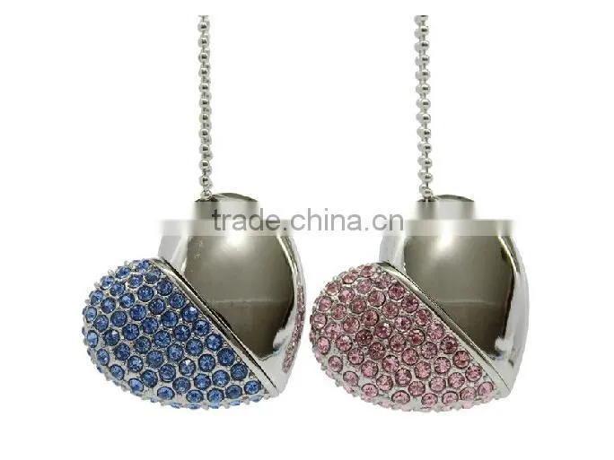 bulk 1gb 2gb 4gb diamond/jewelry heart shaped usb flash drives
