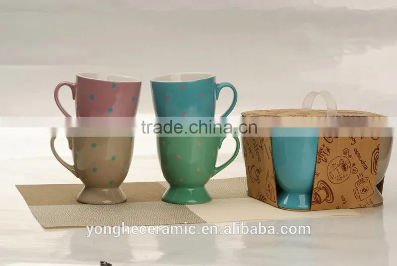 Wholesale ceramic color mugs and cups with foot