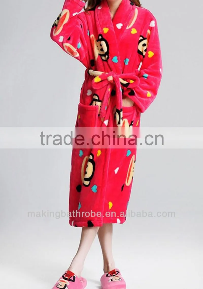 Cheap wholesale 100%polyester Printed bathrobes for women
