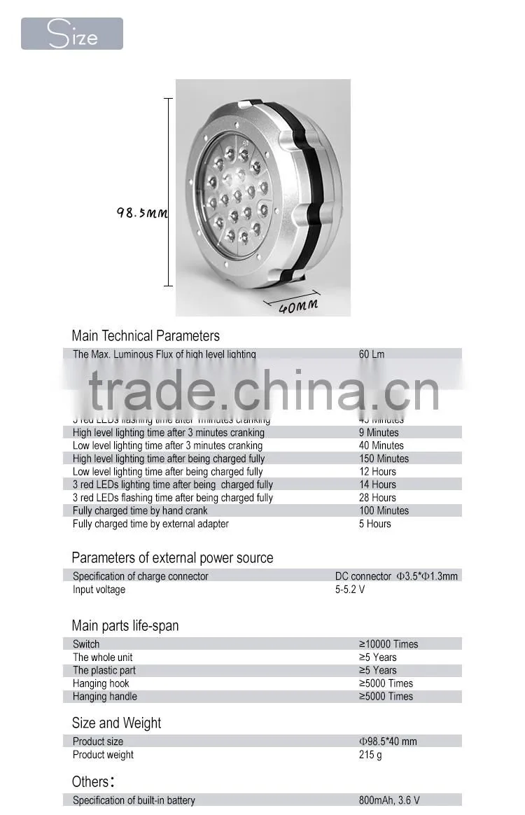 Rechargeable Outdoor Camping LED Spotlight for Emergency