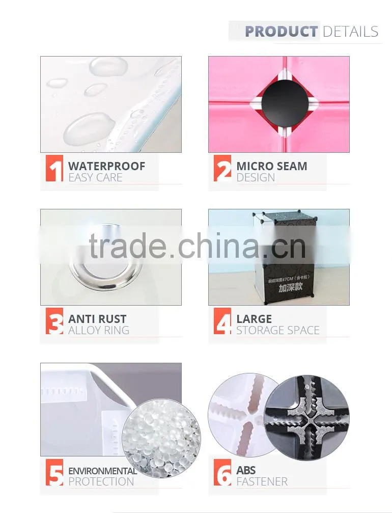 DIY portable bedroom corner plastic clothes wardrobe box