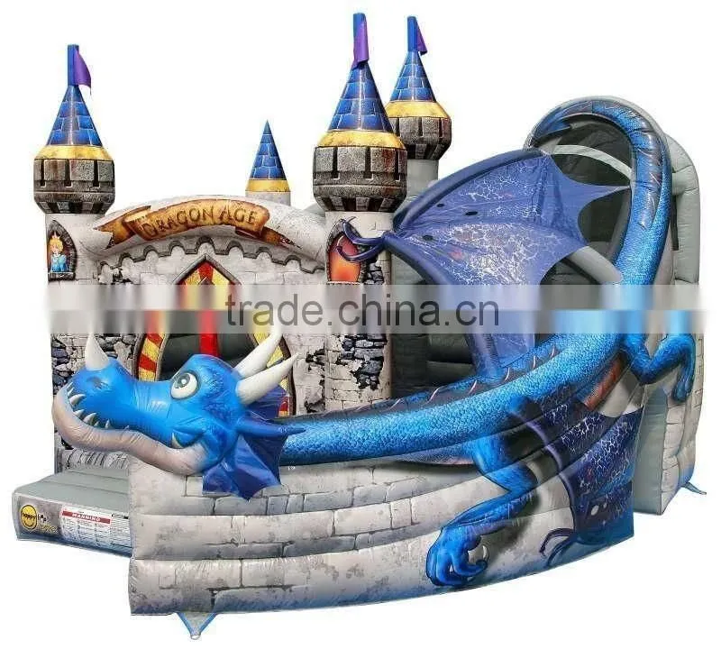 High quality with cheap price 6M*8M*6M dragon inflatable bouncer with slide,inflatable castle, bounce house