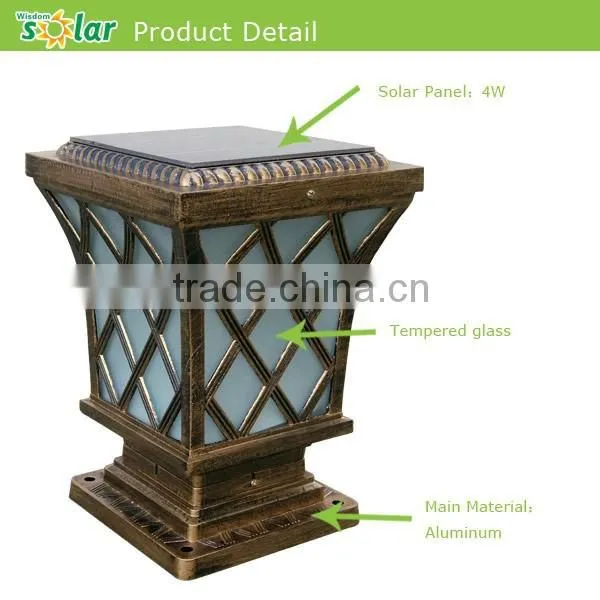 Modern solar pillar lights widely used led garden light square solar light