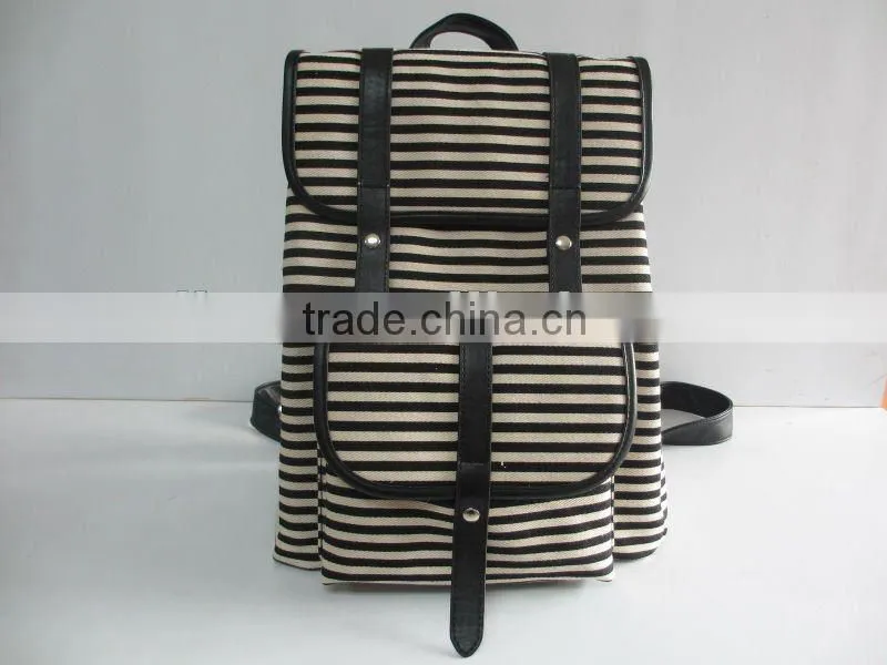 Casual Canvas with Black and white stripe Unisex Backpack