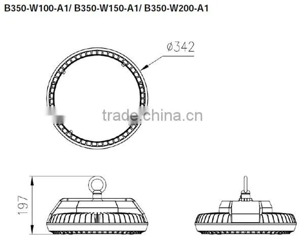 Shenzhen CE ROHS ETL DLC Certificated IP65 Industrial LED High Bay Light Brightness 130lm/w