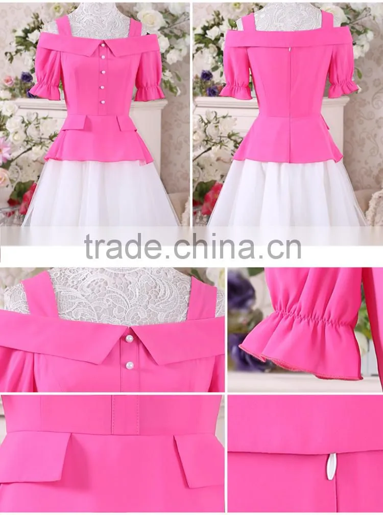 Mei red strapless organza chiffon dress
