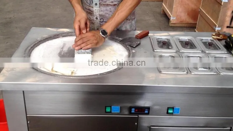 2015 New Style -30 C degree Fried Ice Cream Machine double pan with 10 fruit trays