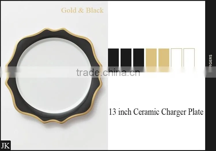 Wholesale high grade 13 inch luxury ceramic decorative gold charger plates for wedding