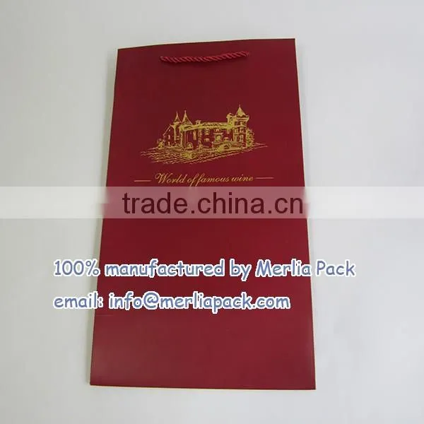 2 WINE BOTTLE TOTE GIFT BAG CHRISTMAS PAPER HANDLE CARD HOLIDAY BAGS