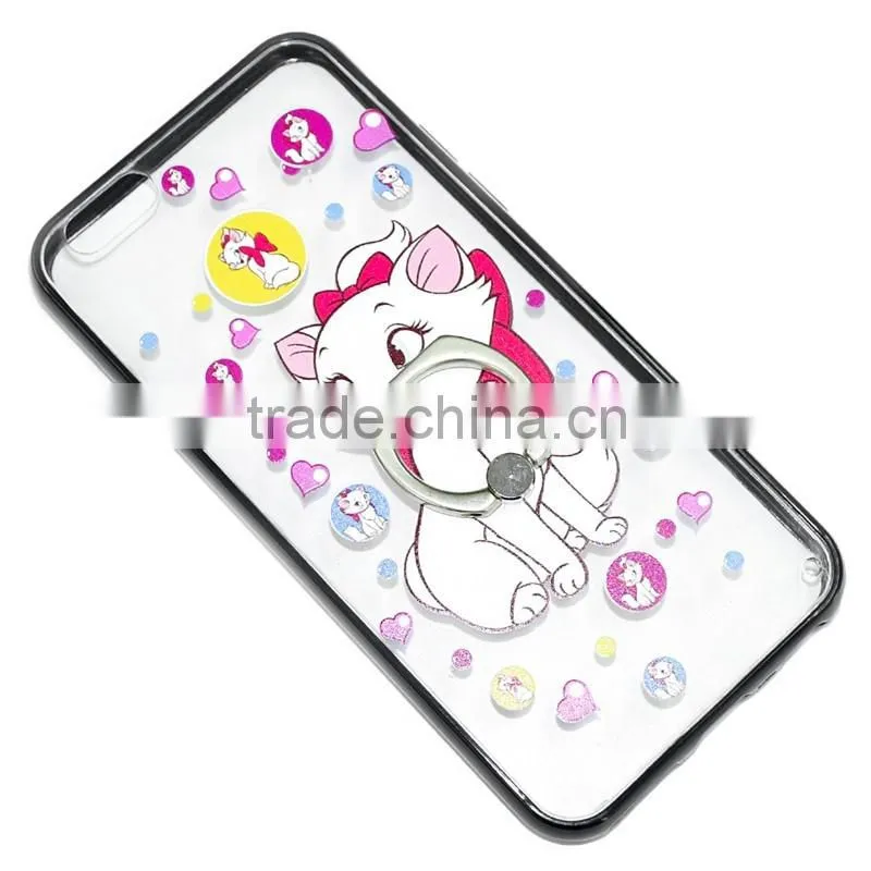 print TPU+PC combo back cover bumper case with ring kickstand for Huawei honor ascend lite mate8 P 9 gr3 y 6 5 max plus 7 6