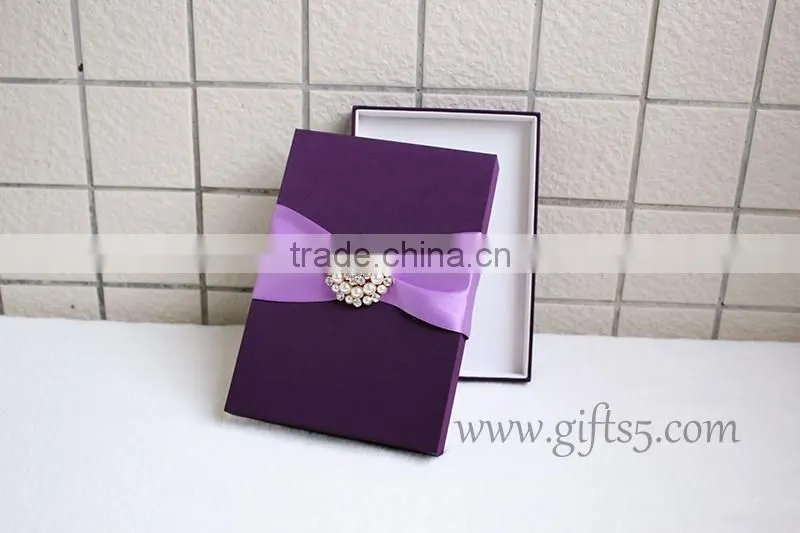 2016 latest Wedding Gift Box for invitation cards with ribbon custom made