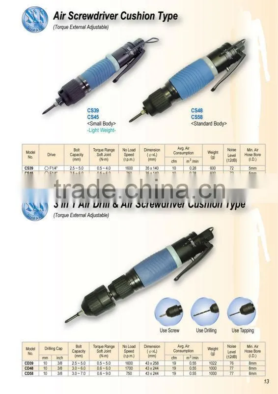 STRAIGHT- CUSHION TYPE AIR SCREWDRIVER