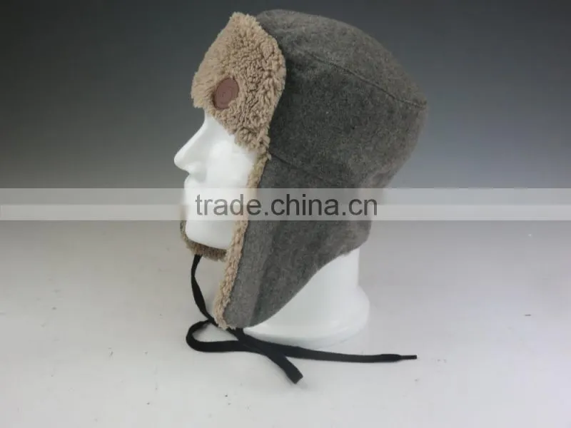 Fleece Winter Hat with Leather Patch
