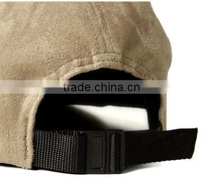 brown khaki colour suede 5 panel custom cap custom woven lable camp blank full suede 5 panel cap