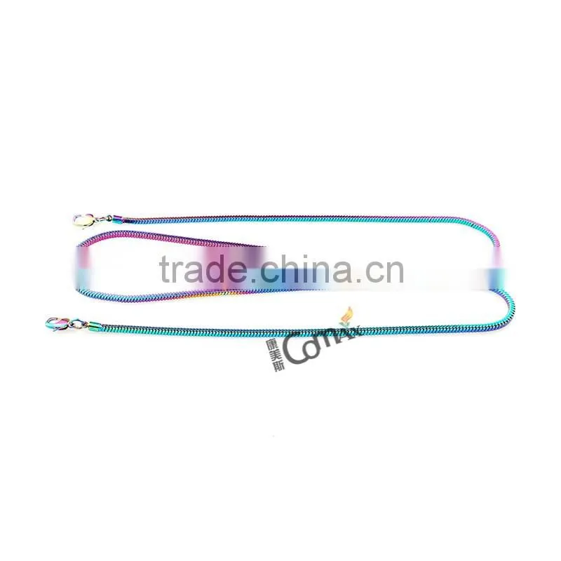 Long colorful decorative metal chain for bag