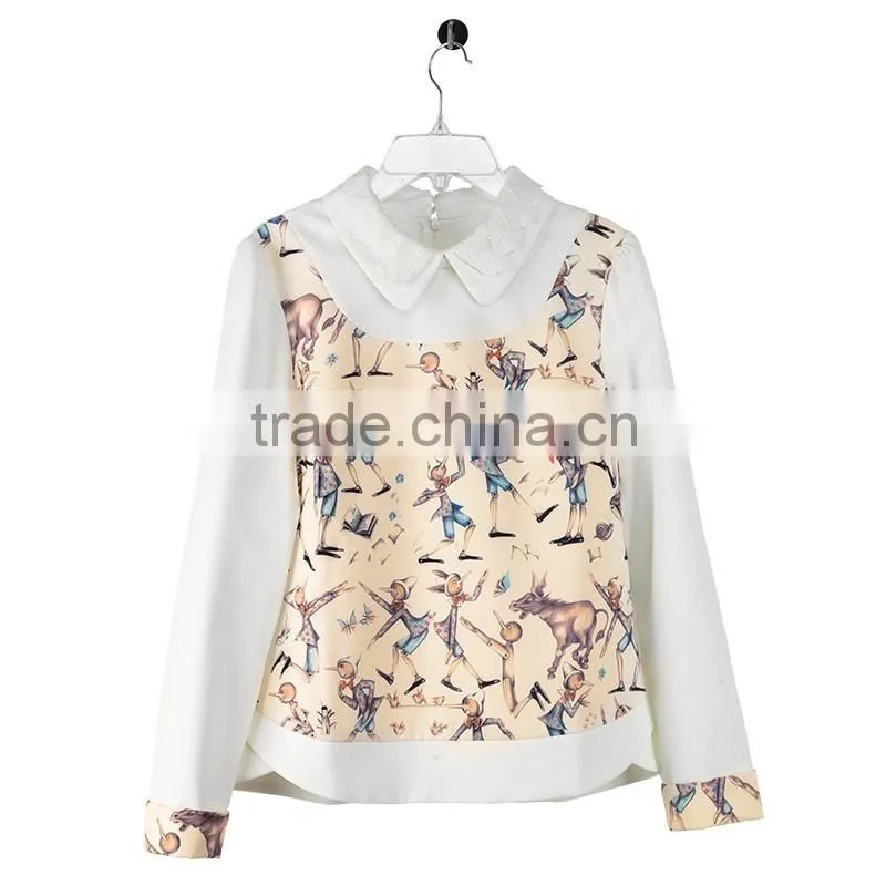 PRETTY STEPS 2016 new fashionable patch work top fashion blouse design for office
