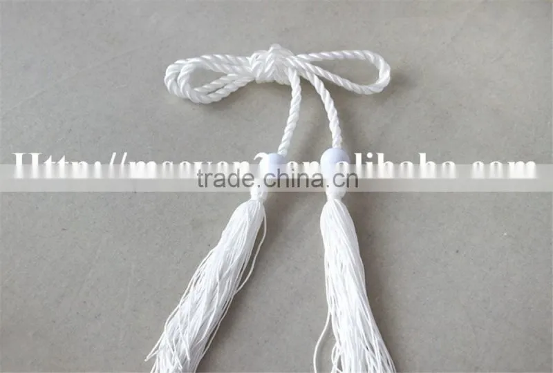 100% polyester tassels in white color long tassels for clothing