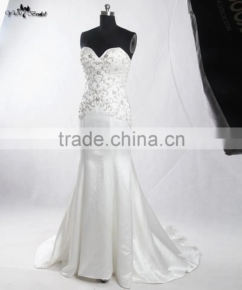 RSW907 Detachable Illustion Neckline Sexy Strapless See-Through Embroidery Designs For Mermaid Wedding Dress