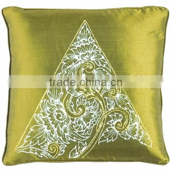 Pillow Case Cushion Covers Silk Art Fabric Painted TRIANGLE painting THAILAND FLOWERS