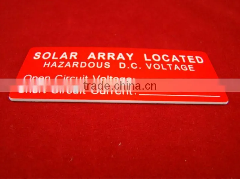 Adhesive Engraved solar ABS Tag 3m reflective sticker