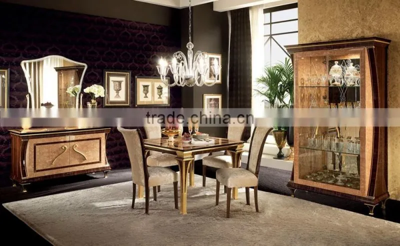 NEW ARRIVAL Charming Wooden Veneer Buffet With Matching Mirror/Italian Classic Side Board(MOQ=1 SET)