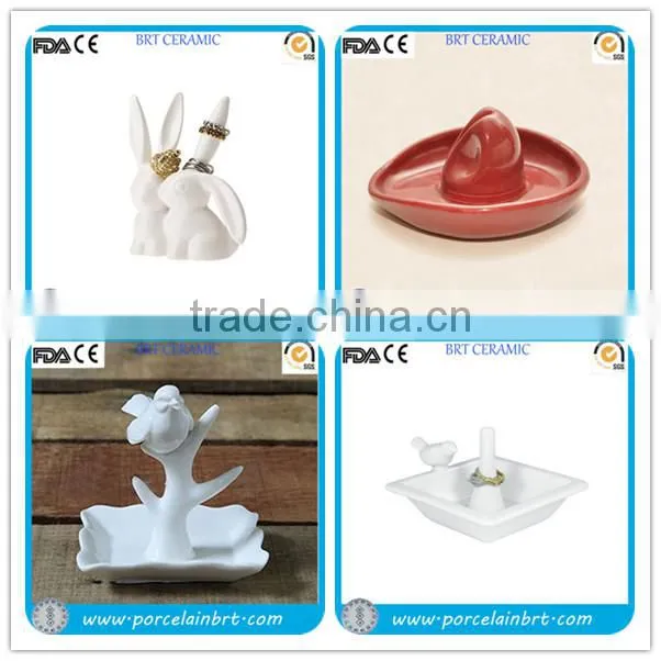 Ceramic beautiful wing design thicken White Jewelry Holder