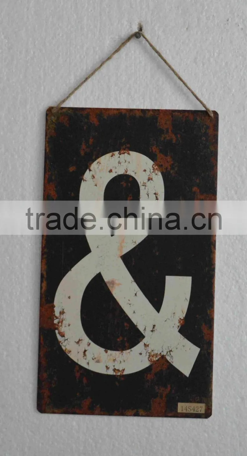 2016 new style timeworn printing metal sign with wooden frame, antique metal plaque
