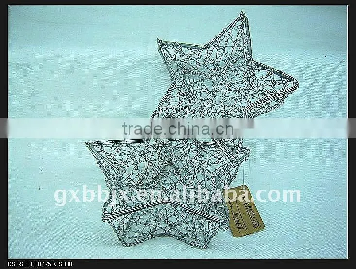 Silver wire star handicraft gift set of two