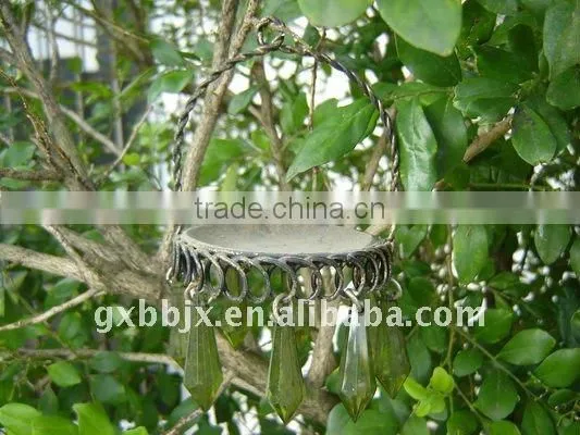 Green pearl gold wire round hanging decorative metal candle holder craft