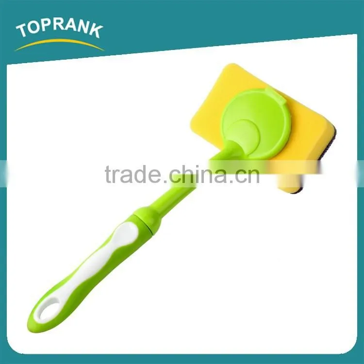 Toprank Durable Super Decontamination Kitchen Sponge Brush Dish Pan Cleaning Non-scratch Sponge Scouring Pad With TPR Handle