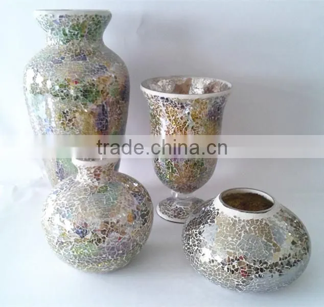 Gorgeous Crackle Color Mosaic Shapes Unique Decorative Vases for Wedding