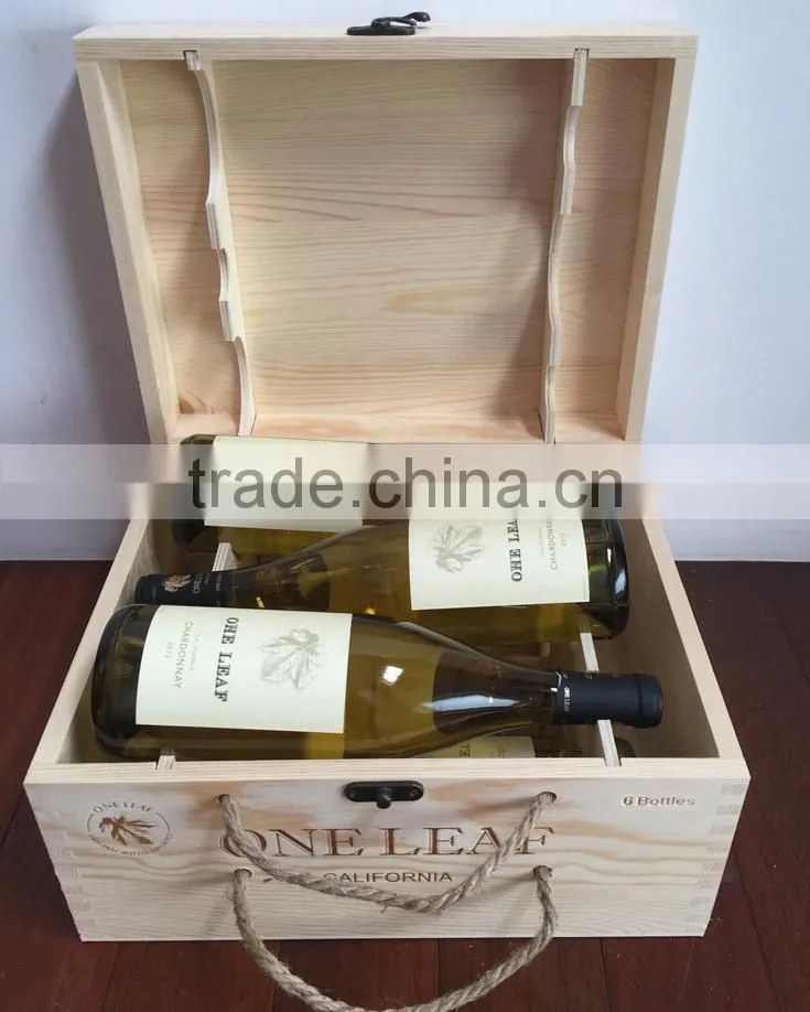 Two layers of six bottles wooden boxes