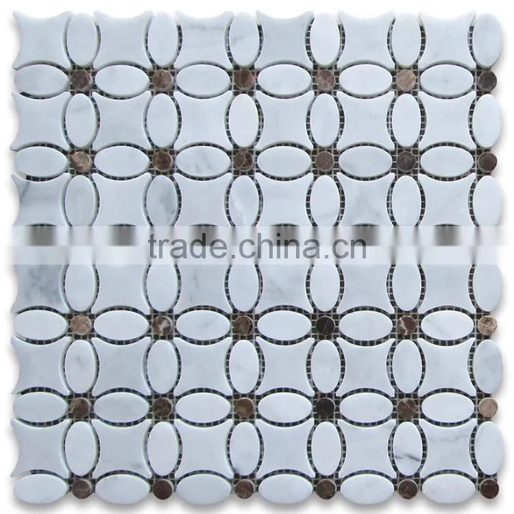 MM-CV290 wholesale carrara natural stone white marble flower mosaic tile