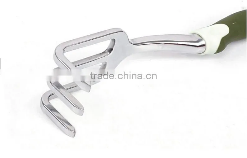 Three teeth mini garden hand metal rake
