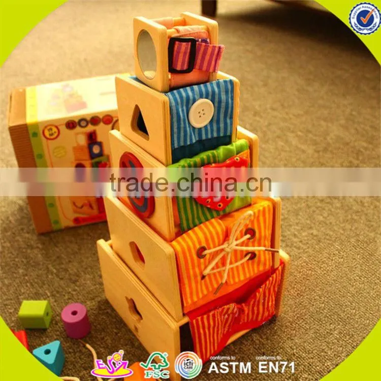 Wholesale funny kids wooden stacking cup blocks toy hot sale beautiful baby wooden stacking cup blocks toy W13D089