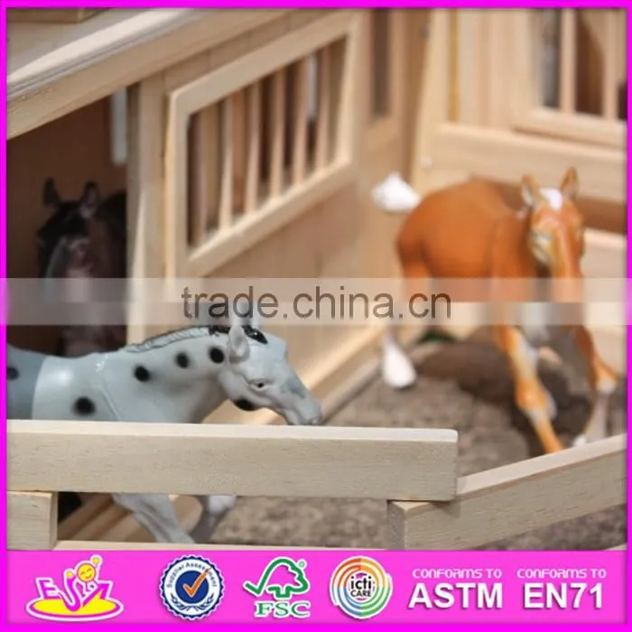 Hot sale children miniature toys wooden toy barn top fashion kids wooden toy barn W06A166-S