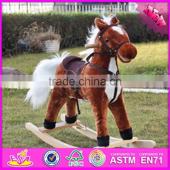 Hot sale funny wooden rocking horse best kids' wooden rocking horse toy, cheap wooden rocking horse W16D066
