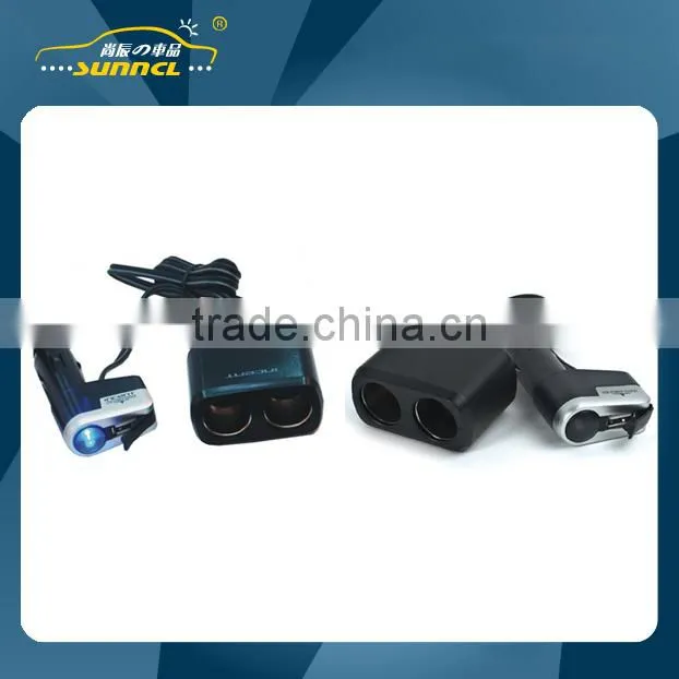 2 Sockets Car Charger Cigarette Lighter Adapter with USB for iPhone , Tablet
