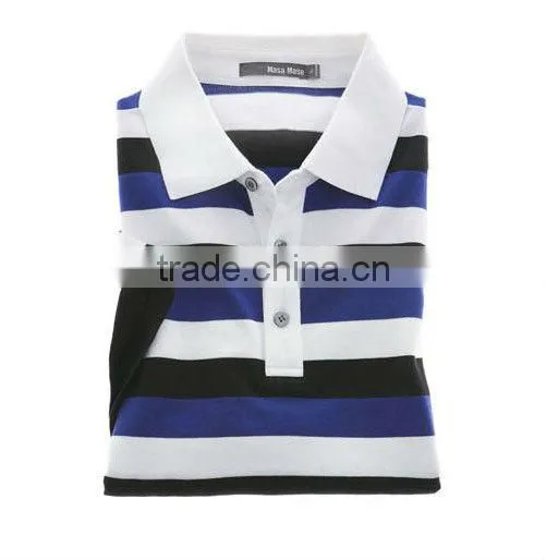 Classic striped pique short sleeves combeded cotton mens trendy polo t-shirts