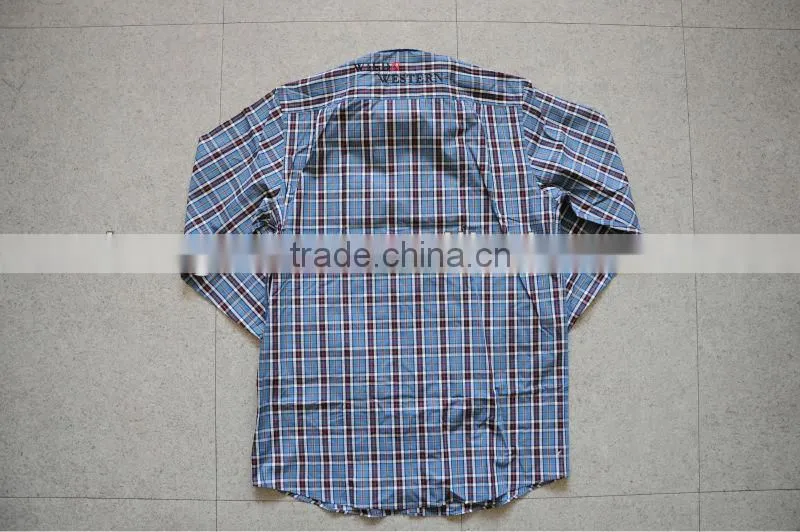 2013 Mens Fashion 100%Cotton plaids/ checked long sleeve shirt; Mens comfortable fit casual shirt