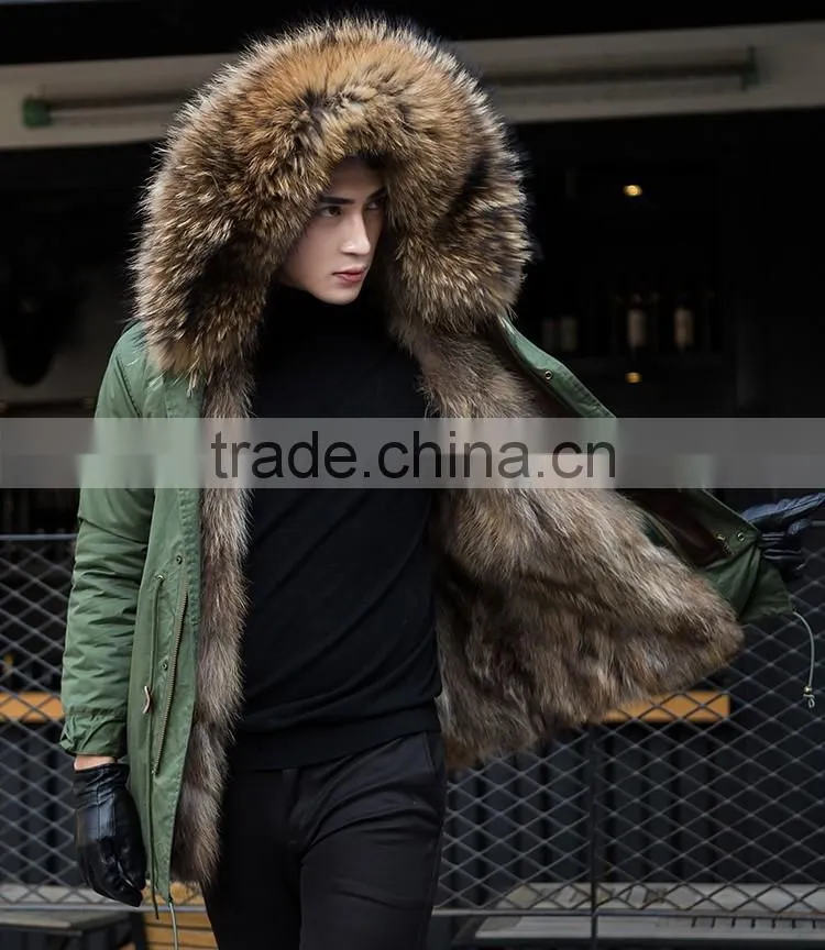CX-G-P-13 Hot Sale Wholesale Winter Coat Real Raccoon Fur Lining Fur Parka