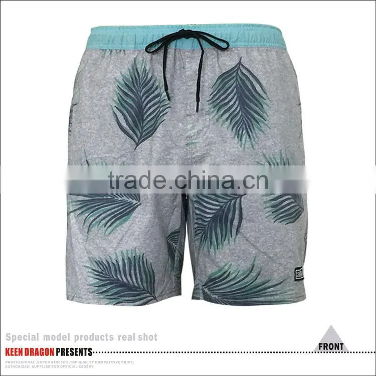 Leaf print swimming wear custom logo popular mens summer shorts